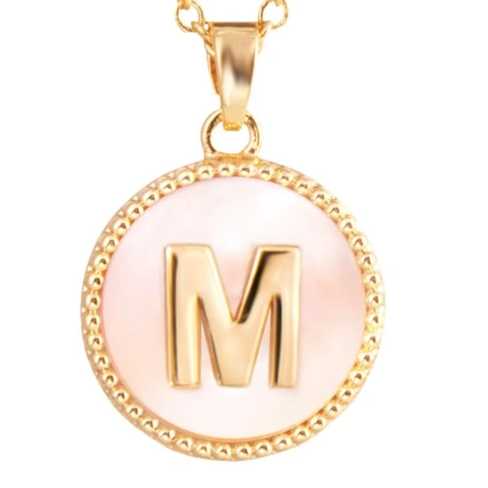 MโInitial Mother Of Pearl And Gold Tone Pendant Necklace